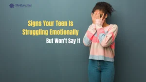Teen girl covering her face, symbolizing emotional distress and hidden mental health struggles in adolescents.