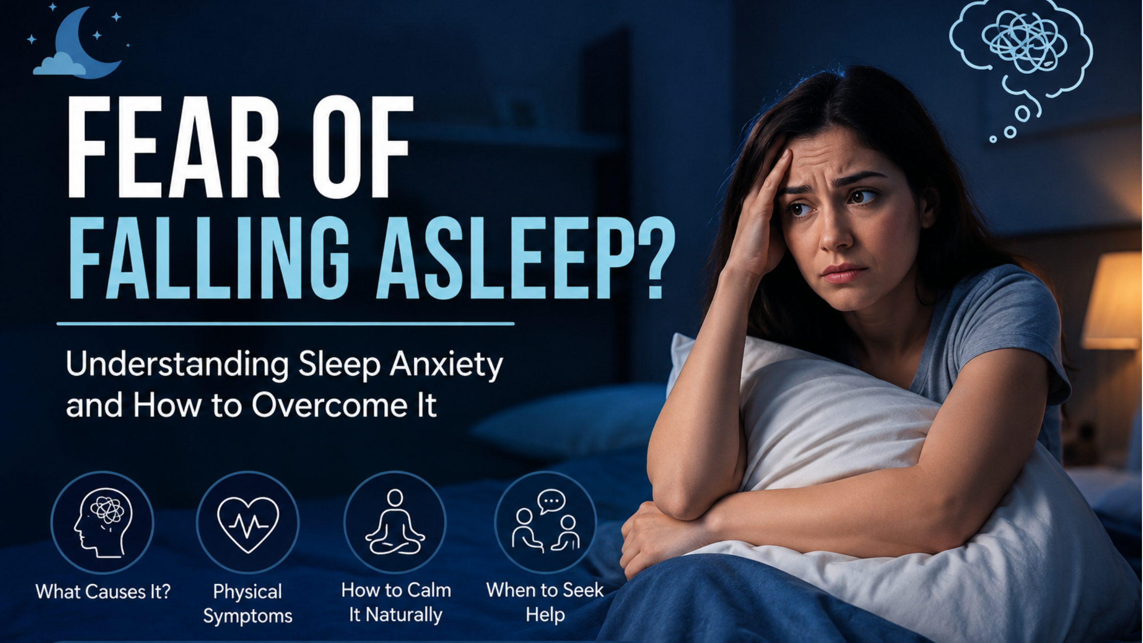 Sleep Anxiety: Why You're Afraid to Sleep Person experiencing sleep anxiety at bedtime