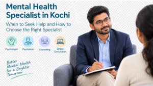 Mental health specialist in Kochi providing professional psychological counselling in a calm and supportive setting