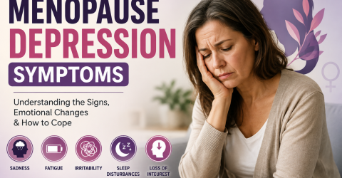 Woman experiencing menopause depression symptoms