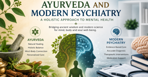 Ayurveda and modern psychiatry for holistic mental health.